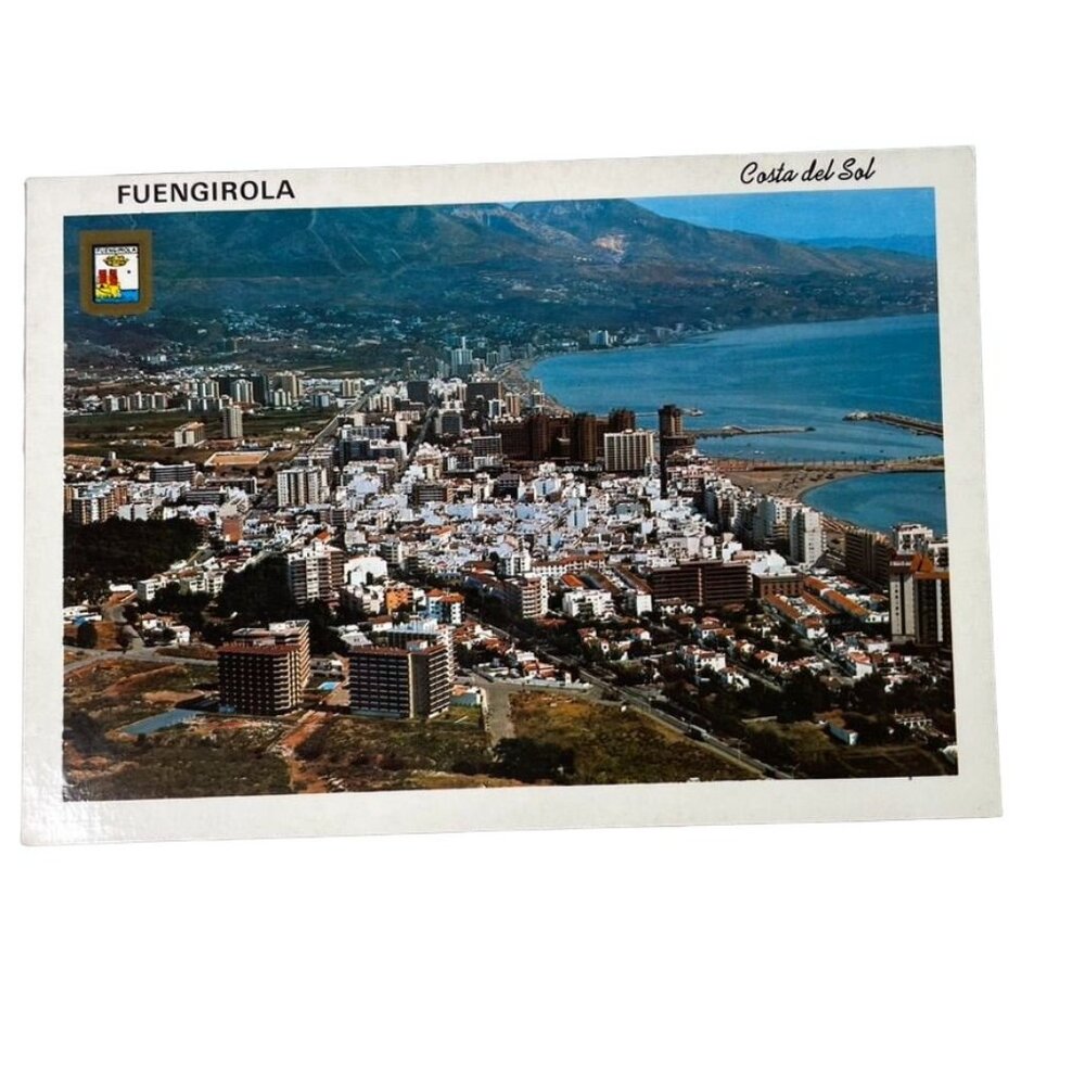 Vintage Spain Postcard Fuengirola Costa Del Sol Aerial Partil View u Topographic